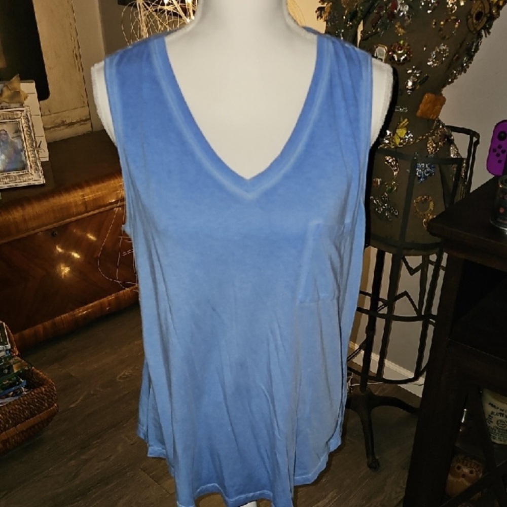Time and Tru Women's Blue Sleeveless Tank Top Size Large